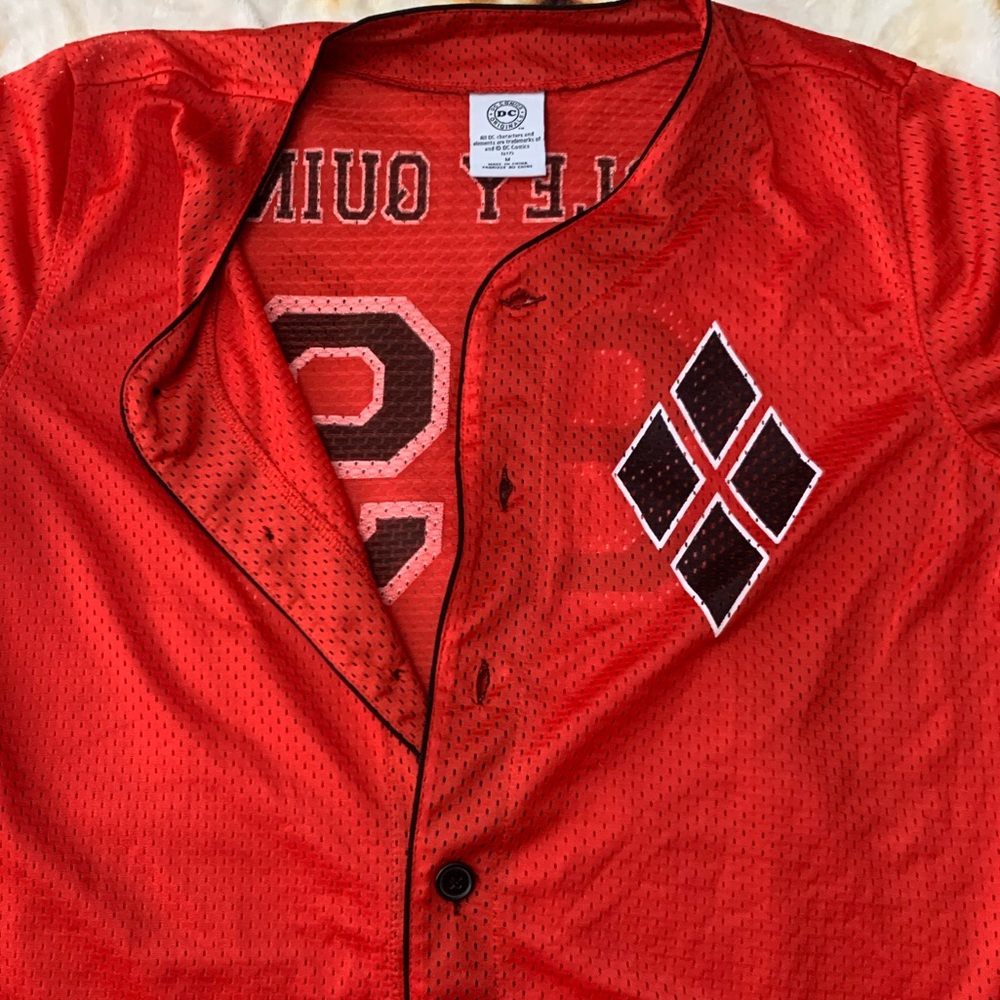 Harley Quinn jersey button up shirt